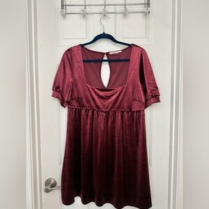 Burgundy velvet dress